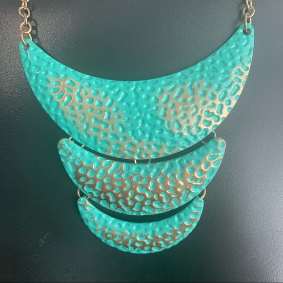 Teal and gold necklace - Picture 2 of 2